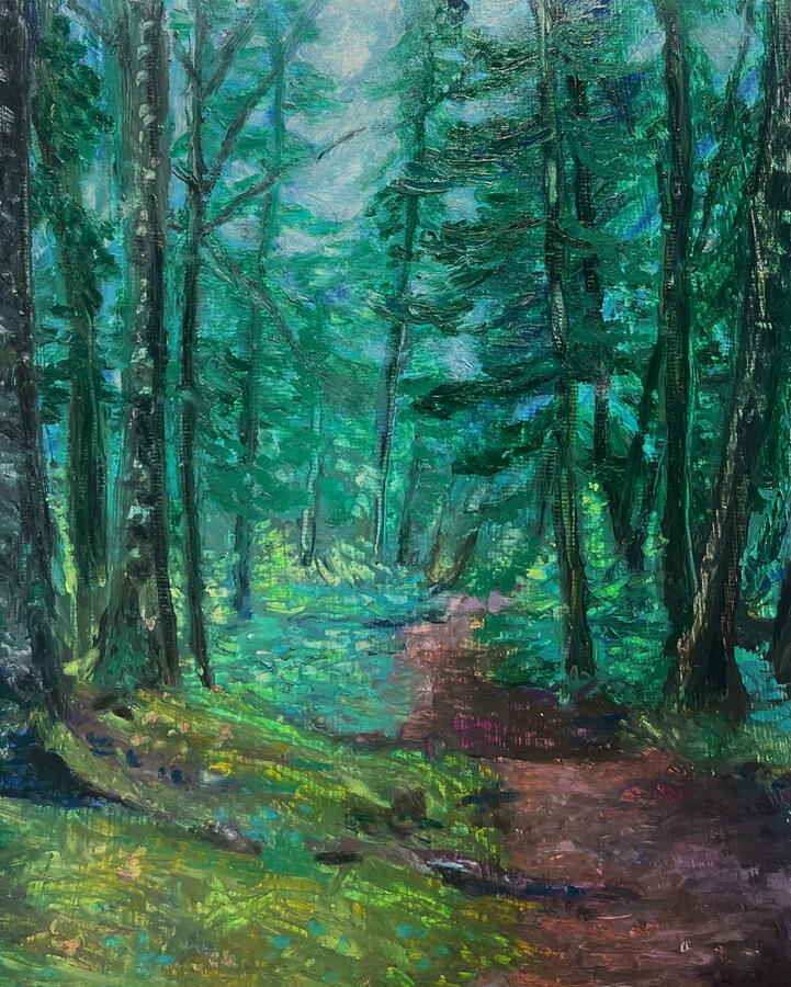 Path in the Woods. 8x10x1 1/8" oil on canvas. Unavailable. 2024