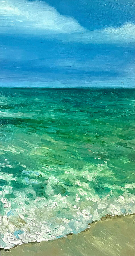 Seafoam Serenade, 6 1/2x12x1 5/8" oil on wooden panel. 2024. Unavailable.