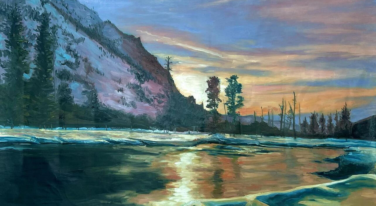 Thaw. 24x36 oil on tapestry. Unavailable. 2023