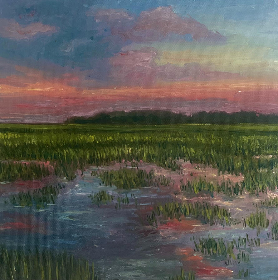Low Country Sunset v2.10x10x1 1/8" oil on canvas. Available