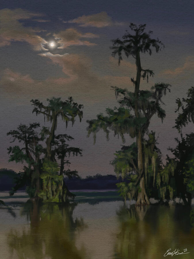 Low Country midnights, digital drawing. 2025