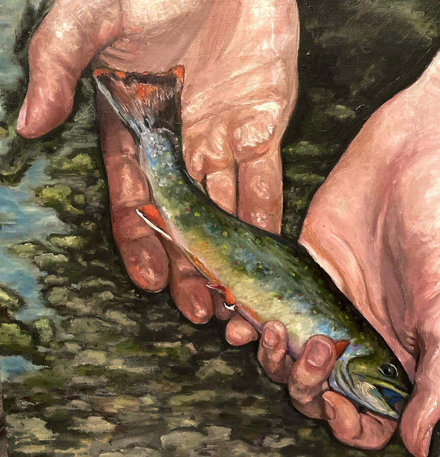 Catch and Release. 20x20x1 1/8" oil on canvas. Available. 2024
