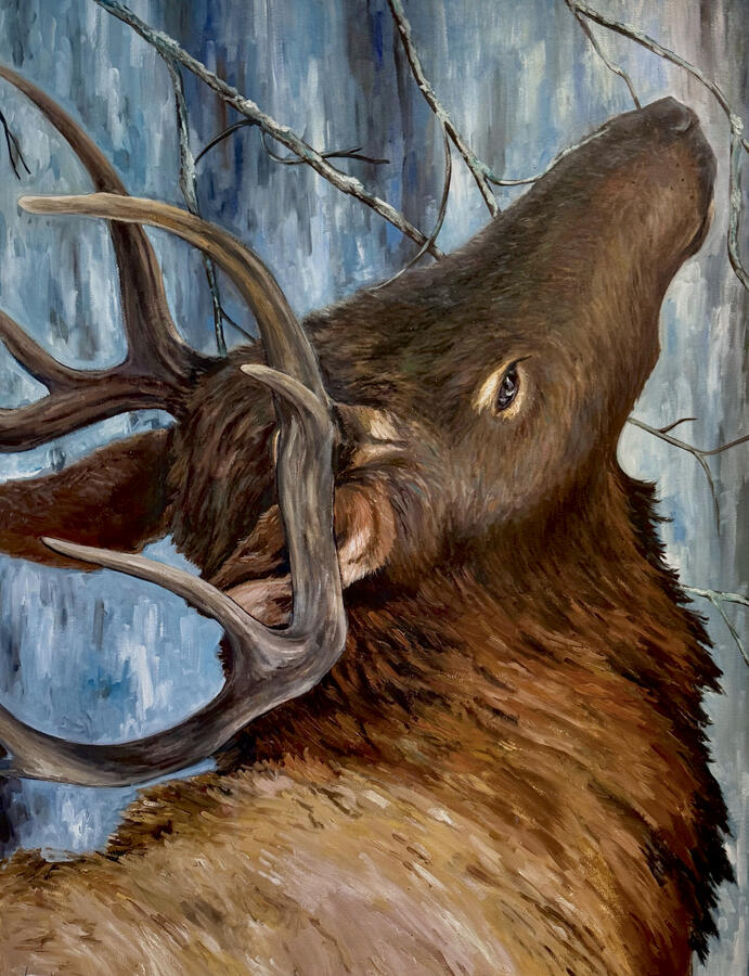 Rite of the Rut. oil on canvas, 36x48x2" 2025. Available.