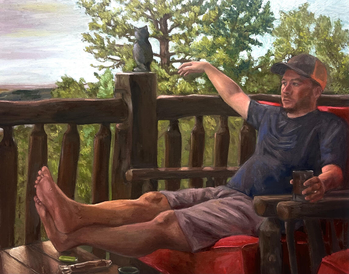 Chillin' With Thaddeus. 18x24x2" oil on canvas. 2024
